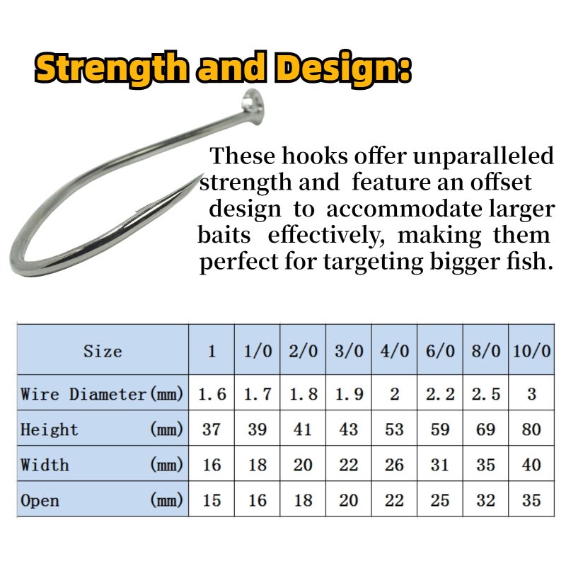 KUNSILANE Catfishing Hooks Big River Live Bait Hook 8/0, Fishing Hooks for Saltwater Freshwater,Catfish Striper Flathead Carp Bass - Image 3